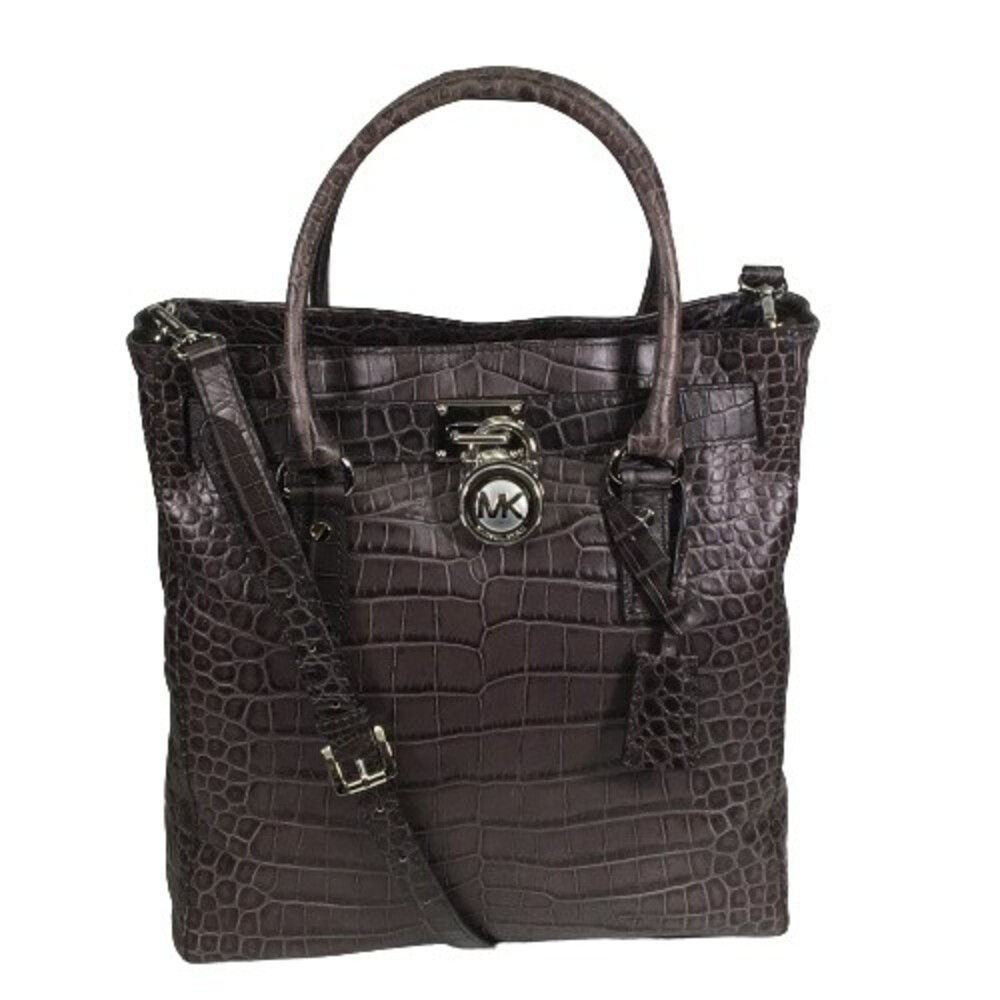 Michael Kors Hamilton Multifunction Tote Large Charcoal Croc Leather MRP $398
